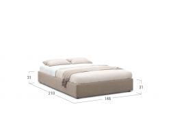 Кровать MOON-TRADE  двуспальная Модель 1240, (светло-коричневый, велюр)